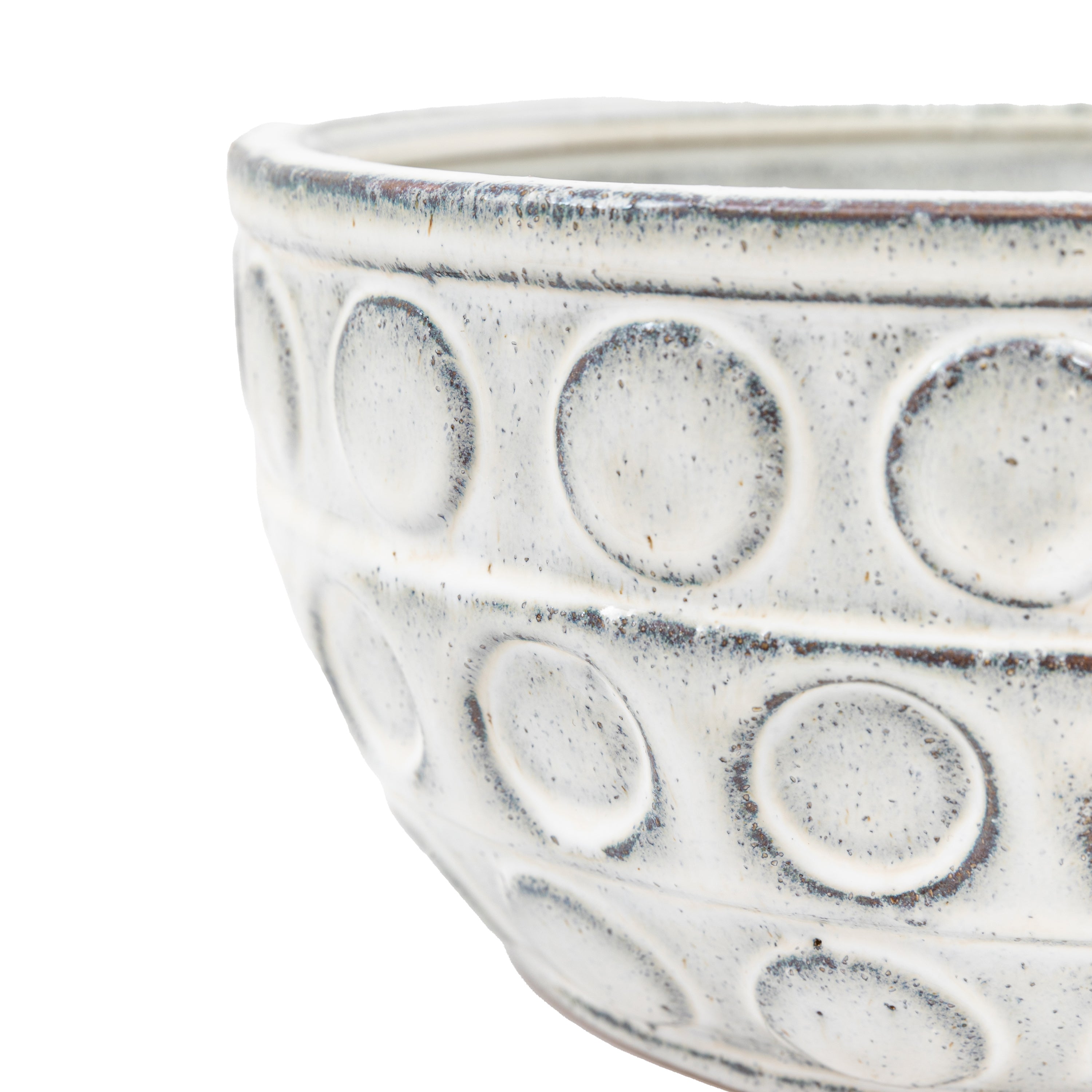 Ushi Handcrafted White Glaze Dotted Ceramic Bowl
